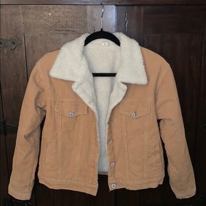 Fur lined corduroy sherpa trucker jacket